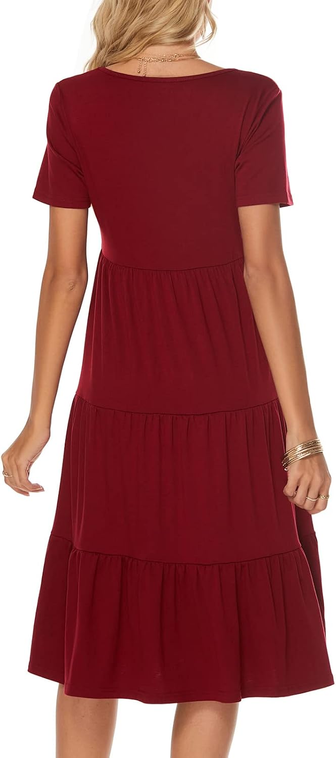 Elevate Your Summer Style with the Women's Boho V Neck Tiered Midi Dress - Perfect for Every Occasion!