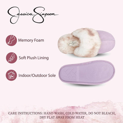 Indulge in Ultimate Comfort with Jessica Simpson's Faux Fur Memory Foam Slippers - Cozy, Stylish, and Slip-Resistant!