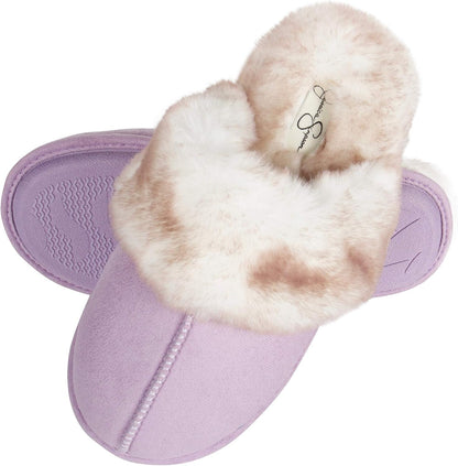Indulge in Ultimate Comfort with Jessica Simpson's Faux Fur Memory Foam Slippers - Cozy, Stylish, and Slip-Resistant!