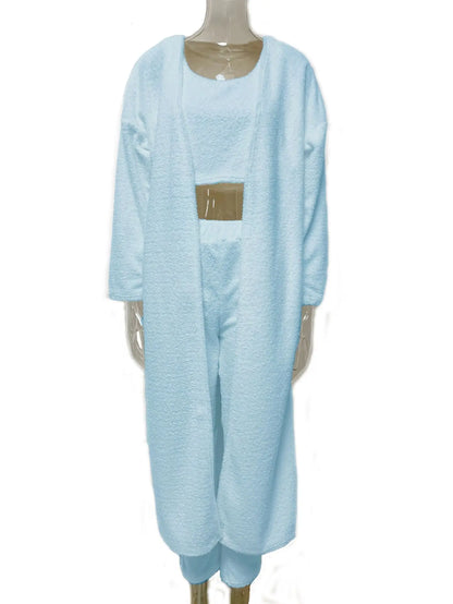 Stay Cozy This Fall and Winter with Our 3-Piece Women’s Fuzzy Fleece Pajama Set – Perfect for Lounging!
